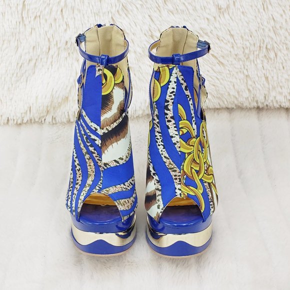 2 Pairs 6" Heel less wedge Shoes 1 Blue 1 Purple Size 6 Brand NEW - Picture 10 of 16